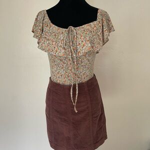 Floral Ruffle Sleeve Women's Top